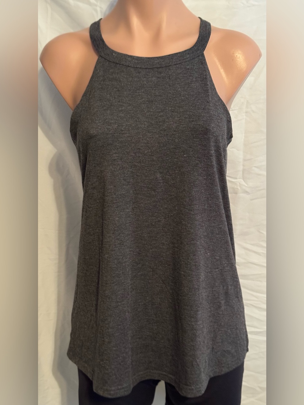 Charcoal Gray Women’s Soft Flowy Halter Tank Top